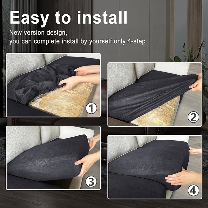 Leather Look Couch Cushion Covers Sofa Seat Slipcovers Sets Couches Furniture - Image 6