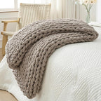 Bigacogo Chunky Knit Throw Blanket by Bigacogo