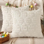 decorUhome Easter Cream White Egg Pillow Covers 16x16 Inch Set of 2, Soft Plush - Image 6