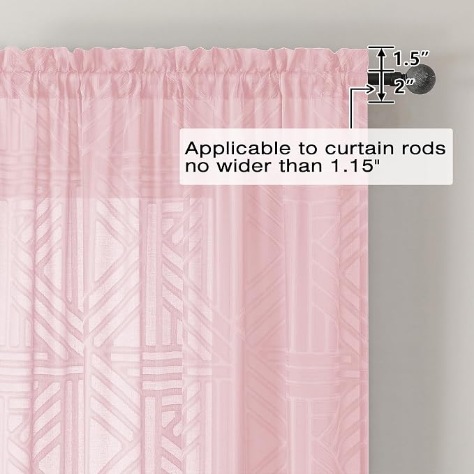 Simplebrand Blush Semi Sheer Curtains 84 Inches Long 2 Panels, Light Filtering - Image 4
