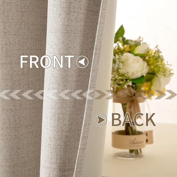 MIULEE Linen Textured Curtains Solid 100% Blackout - Image 6