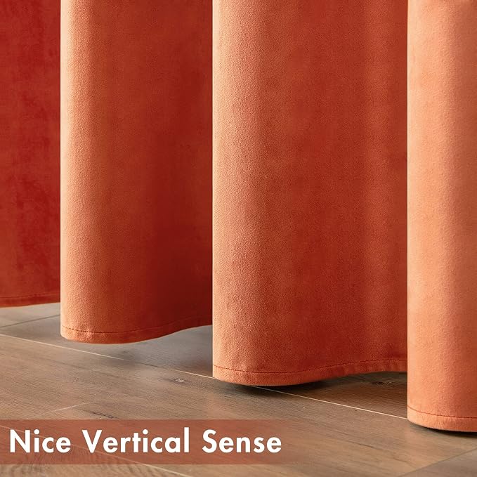MIULEE Orange Velvet Curtains for Fall Living Room Thermal Insulated Soundproof - Image 6