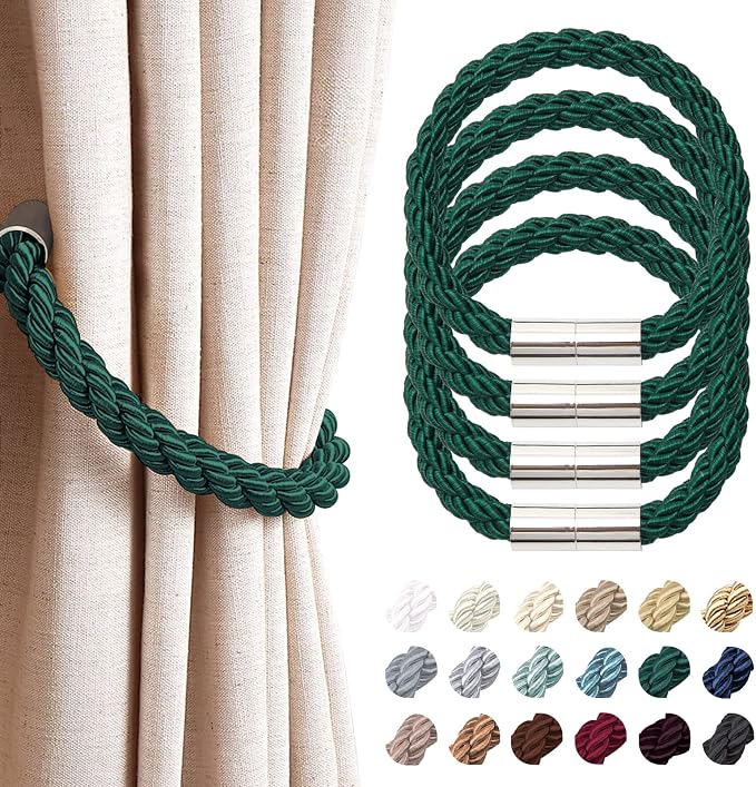 NICEEC 4 Pack Strong Magnetic Curtain Tiebacks Modern Simple Style Drape Tie by NICEEC