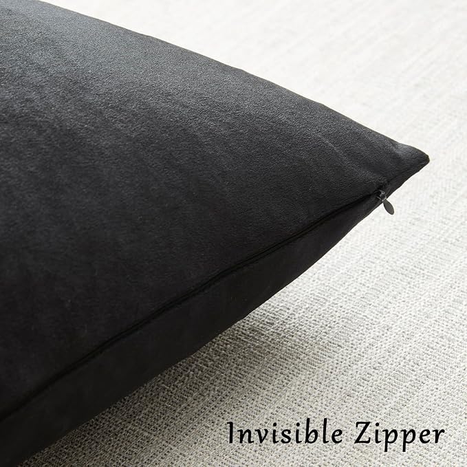 GIGIZAZA Black Velvet Pillow Covers 18x18, Decorative Square Throw Pillows - Image 4