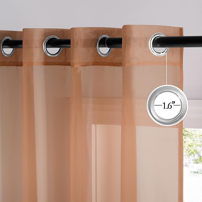 NICETOWN Voile Sheer Terracotta Curtains 96 inches Long 2 Panels Set, Grommet - Image 2