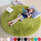 Amdrebio Grass Green Round Rugs 6Ft by Amdrebio