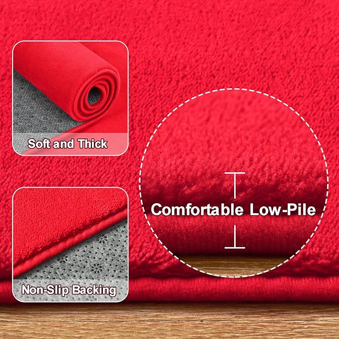 Amearea Large Modern Area Rugs for Bedroom Living Room, 5x8 Feet Red Thickened - Image 4
