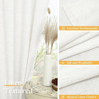 LAMIT Ivory White Linen Curtains 54 Inch Length, Faux Linen Textured Light - Image 7
