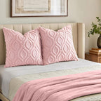 decorUhome Throw Pillow Covers 22x22 Inch Set of 2, Soft Plush Faux Wool Pink - Image 7