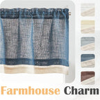 jinchan Linen Valance for Farmhouse Living Room Windows 16 Inch Slubbed Crossed - Image 4