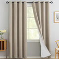 Yakamok Natural Linen Curtains 100% Blackout 90 Inches Long, Room Darkening by Yakamok