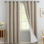 Yakamok Natural Linen Curtains 100% Blackout 96 Inches Long, Room Darkening by Yakamok