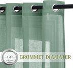 NICETOWN Olive Green Curtains Linen Sheer Texture - Image 2