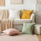 MIULEE Sage Green Corduroy Decorative Euro Sham Pillow Covers 24x24 Inch - Image 5