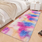 Fluffy Colorful Rug for Bedroom 2x6 ft Kawaii Tie-Dyed Area Rug Non Slip Cute by JiaoBaba