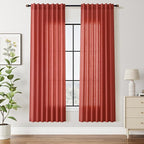Christmas Red Linen Curtains 72 Inches Long by Nanspring