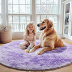ONASAR Tie-Dyed Purple Round Area Rug 4ft, Soft Bedroom Circle Rugs Floor Mats - Image 7