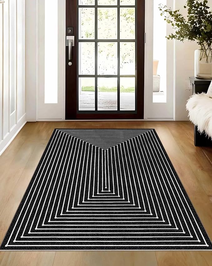 Latte&Fog 3x5 Entryway Rug Indoor, Modern Abstract Washable Area Rug, Boho Non by LatteFog