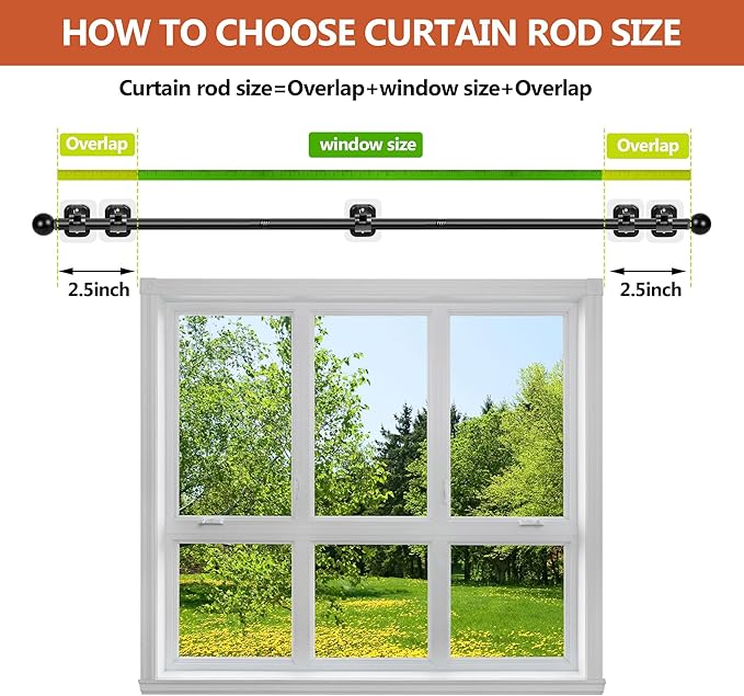 Curtain Rods No Drilling for Windows 48 to 84-96 Inch, 5/8 Inch Diameter Drapey - Image 6