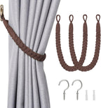 NICEEC 2 Pack Natural Cotton Rope Curtain Tiebacks Elegant Boho Style by NICEEC