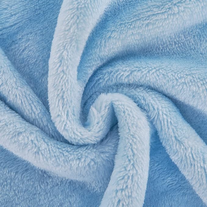 JIAHANNHA Flannel Fleece Blanket Twin Size, Light Blue Throw Blanket - Image 3