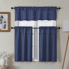 Chyhomenyc Blue Valance for Windows, Light Filtering Faux Linen Textured Small - Image 2