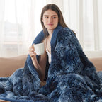 Bedsure GentleSoft Fluffy Navy Blue Throw Blanket, Tie Dye Blue Decor Navy Gifts - Image 9