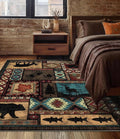 YIHOUSE Rustic Cabin Area Rug 4x6, Machine Washable Lodge Bear Rug, Non-Slip by YIHOUSE