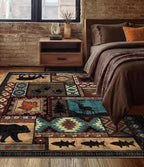 YIHOUSE Rustic Cabin Area Rug 5x7, Machine Washable Lodge Bear Rug, Non-Slip - Image 3