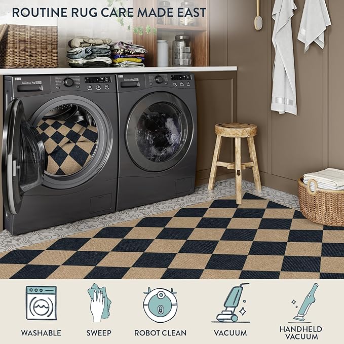 Lahome Colette Checkered Easy Jute Outdoor Rug, Large 6x9 Rug - Image 5
