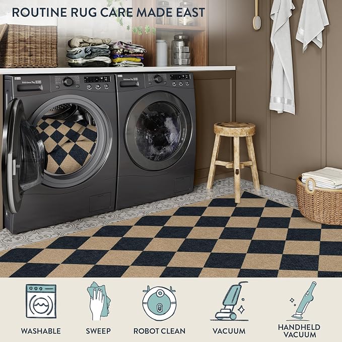 Lahome Colette Checkered Easy Jute Runner, 2x6 Kitchen Runner Rug Non Slip - Image 5