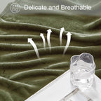 Exclusivo Mezcla Fleece Olive Green Throw Blanket - Image 6