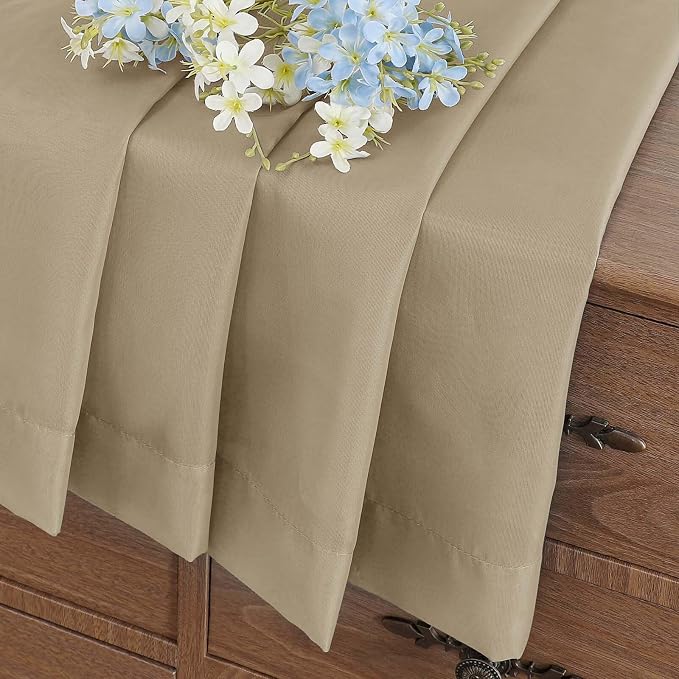 Taupe Small Sheer Curtains 2 Panels Set, Kitchen Curtains 36 Inch Length - Image 6