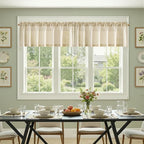jinchan Valance Curtain Linen Textured Striped Window Curtain - Image 4