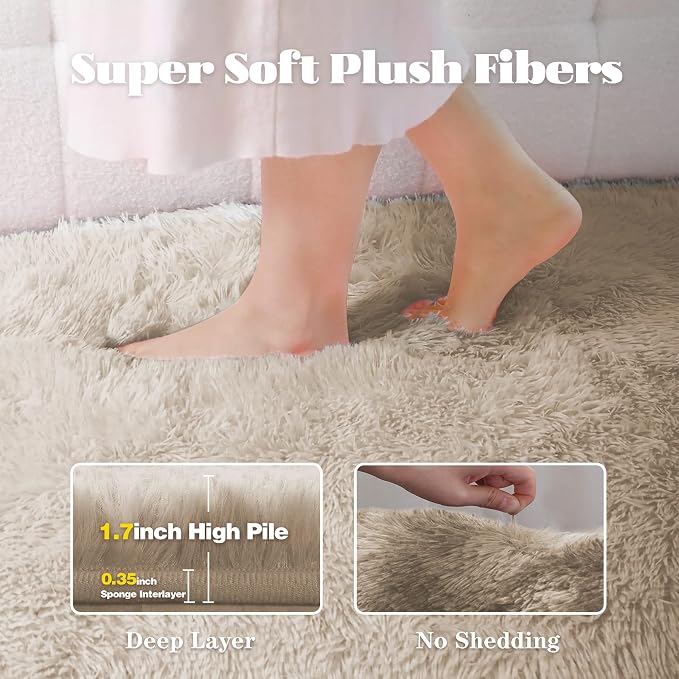 5x7 Area Rug for Living Room: Fluffy Shag Soft Washable Rugs Fuzzy Plush Indoor - Image 3