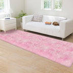 Super Soft Fluffy Living Room Area Rug 2x8 ft Tie-Dyed Light Pink Shaggy Furry - Image 3