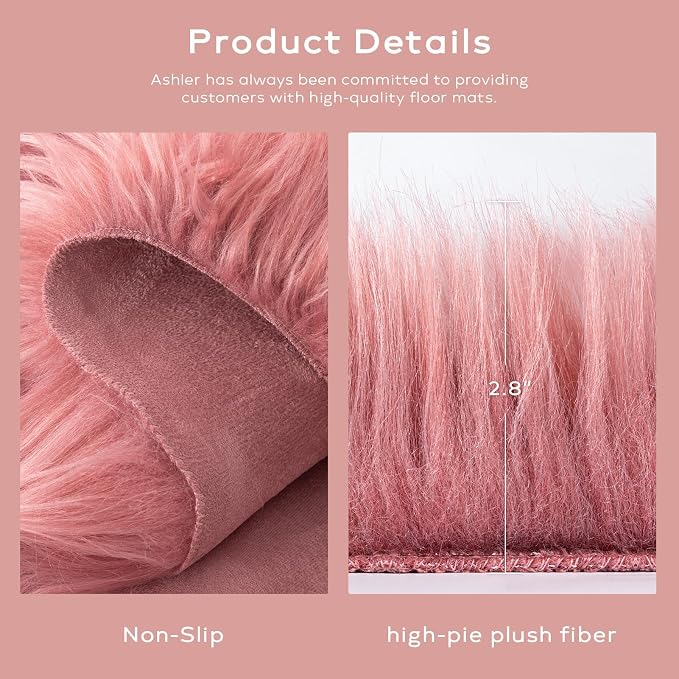 Ashler Faux Fur Rug, Fluffy Shaggy Area Rug Ultra Soft 2 x 6 Feet Sheepskin - Image 6