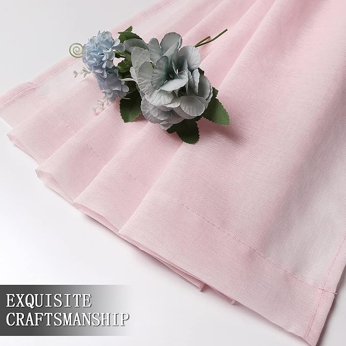 Tollpiz Sheer Tier Curtain Linen Textured Half Kitchen Curtains Sheer Light - Image 7