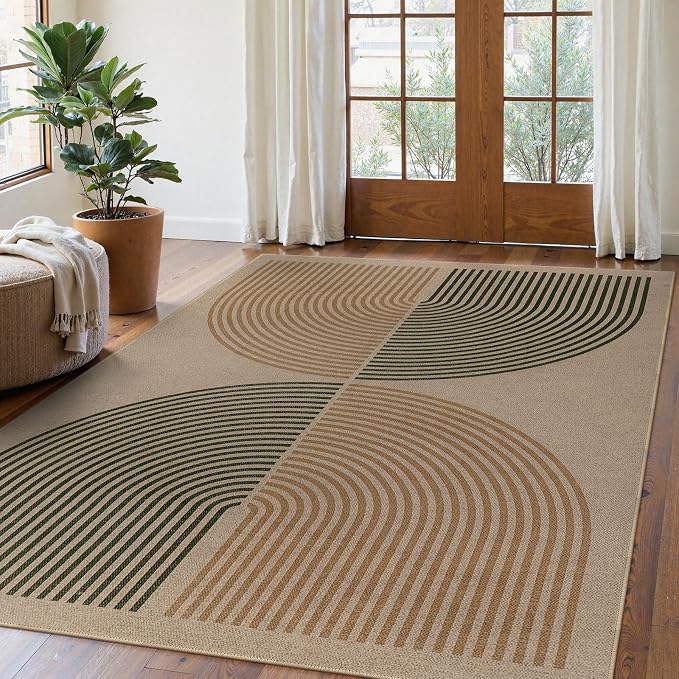 Lahome Modern Rainbow Easy Jute Rug, Washable 5x7 Area Rugs by Lahome