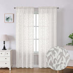 Lecloud Leia Texture Semi Sheer Ivory Curtains 84 Inches Long 2 Panels by Lecloud