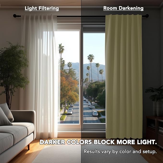 Deconovo Blackout Curtains, Thermal Insulated, W70 x L84 2 Panels, Back Tab - Image 3