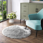 Latepis Round Grey Rugs 6.7ft Faux Sheepskin Fur Circle Rug Fluffy Rugs - Image 7