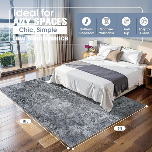6x9 Area Rugs for Living Room Rug Washable: Abstract Rug for Dining Room - Image 2