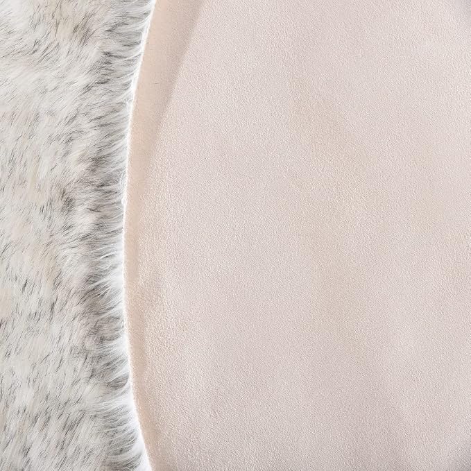 ORINOVA White and Grey Shaggy Round Rugs 6.6ft Large Circle Washable Faux - Image 4
