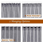 NICETOWN Bathroom Window Curtains 45 inch Length, Natural Linen Textured Rod - Image 2