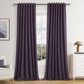 Plum 100% Blackout Linen Curtains 90 Inch Length 2 Panels Set by Guken