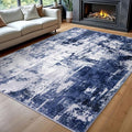KOZYFLY Modern Abstract Area Rugs 8x10 Navy Blue Machine Washable Thin Rug by KOZYFLY