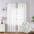 Lecloud Leia White Sheer Curtains 90 Inches Long 2 Panels, Breathable Jacquard by Lecloud