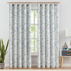 jinchan Floral Curtains 84 Inches Long Blue Flower Linen Farmhouse Curtain - Image 2