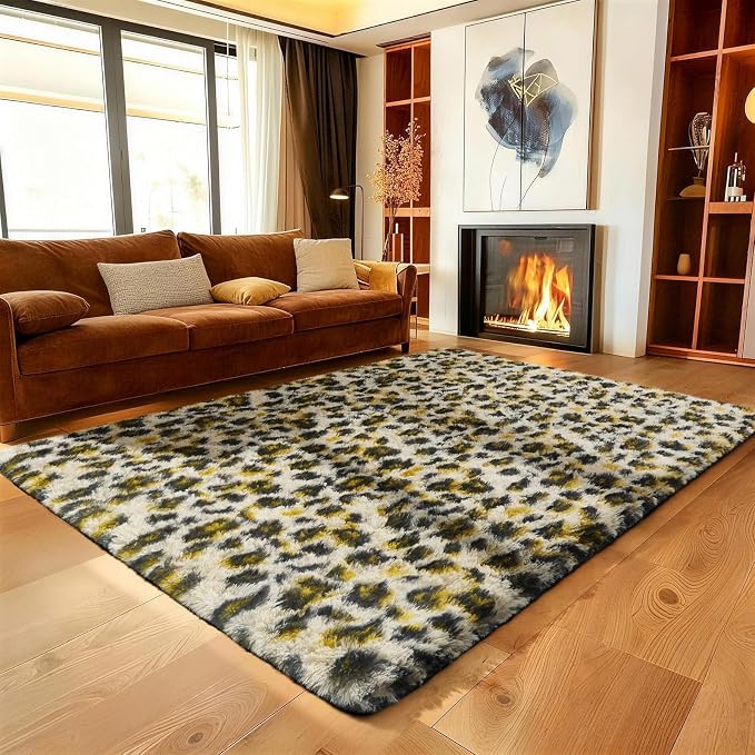 Ophanie Leopard Rugs for Living Room Bedroom, Fluffy Soft Fuzzy Cheetah Print - Image 5